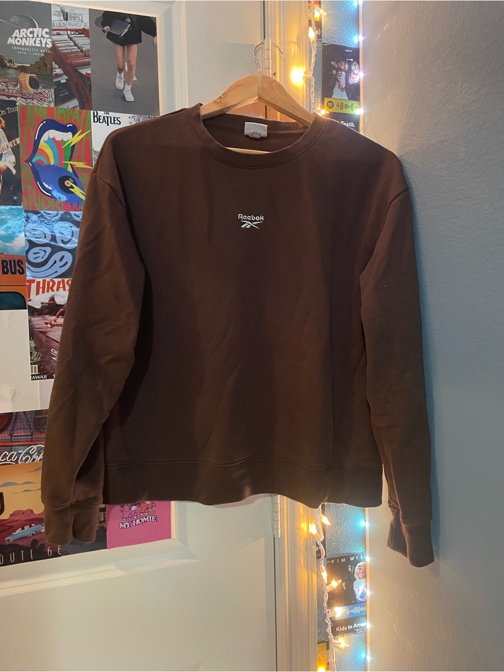 Reebok Men’s Brown Crewneck Sweatshirt with Small Logo
